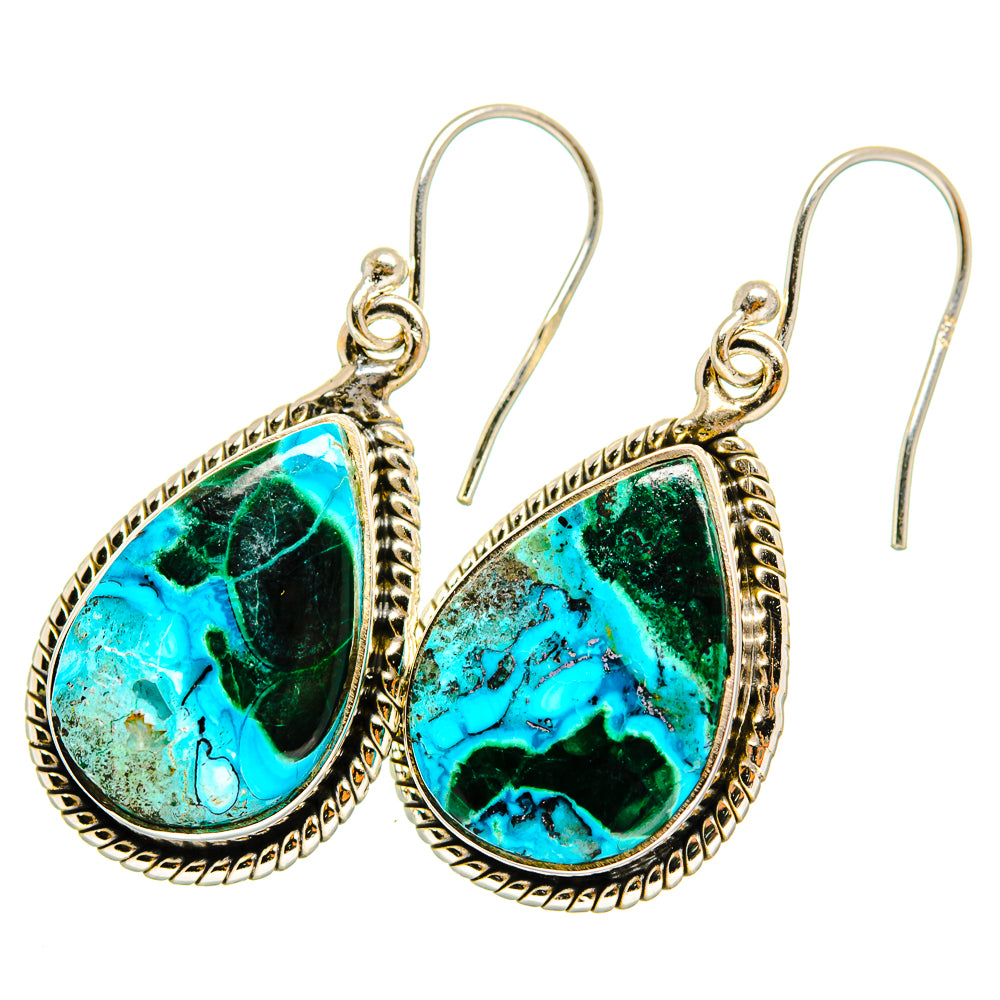 Malachite In Chrysocolla Earrings handcrafted by Ana Silver Co - EARR419836