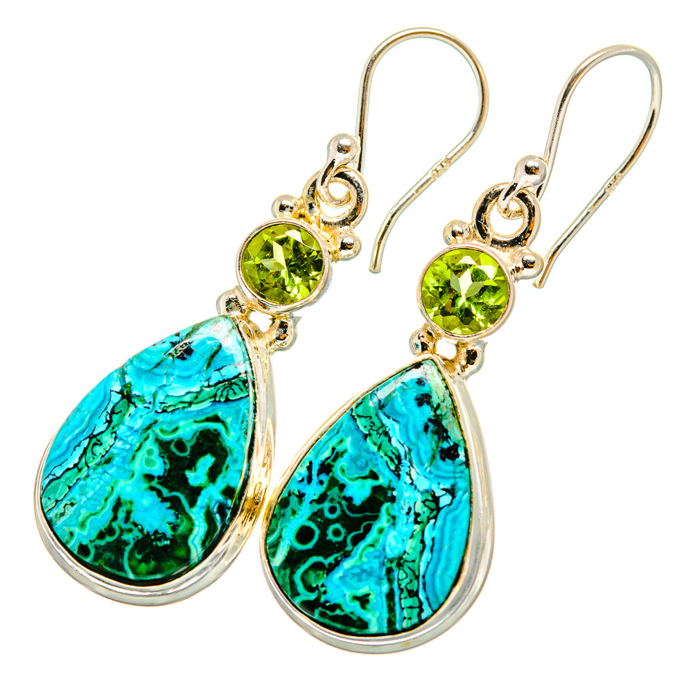 Malachite In Chrysocolla Earrings handcrafted by Ana Silver Co - EARR419878