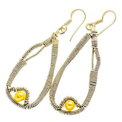 Yellow Pearl Earrings handcrafted by Ana Silver Co - EARR419880