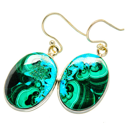 Malachite In Chrysocolla Earrings handcrafted by Ana Silver Co - EARR419930