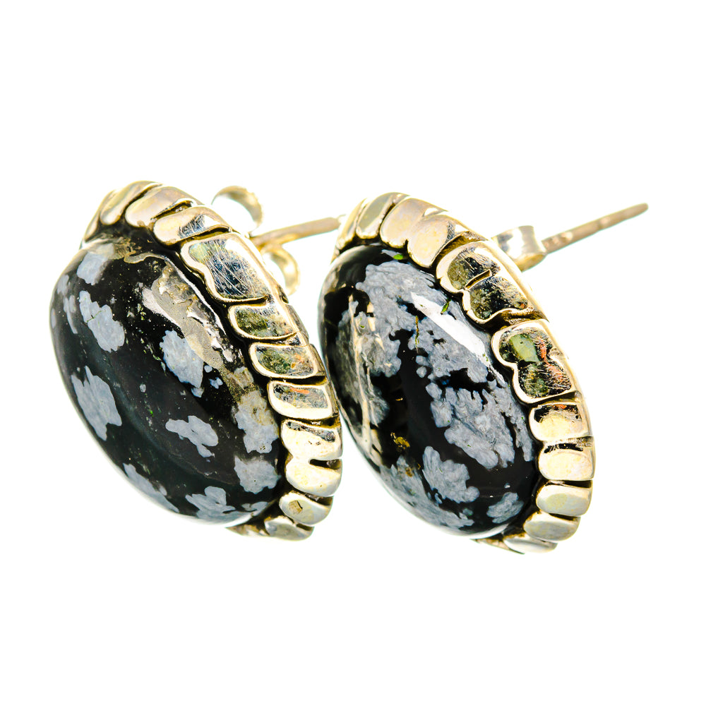 Snowflake Obsidian Earrings handcrafted by Ana Silver Co - EARR419968