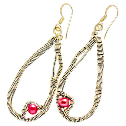 Pink Cultured Pearl Earrings handcrafted by Ana Silver Co - EARR420013