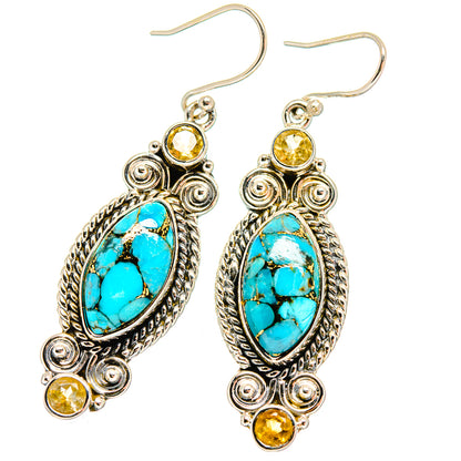 Blue Copper Composite Turquoise Earrings handcrafted by Ana Silver Co - EARR420067