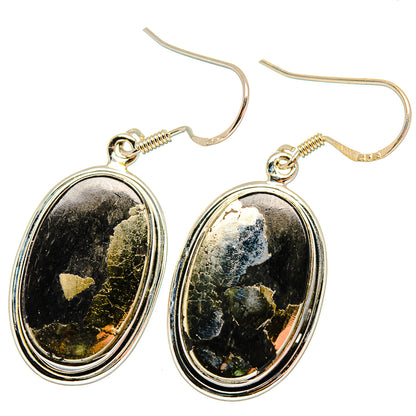 Pyrite In Black Onyx Earrings handcrafted by Ana Silver Co - EARR420070