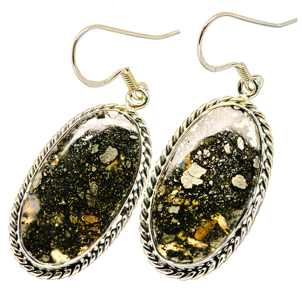 Pyrite Agate Earrings handcrafted by Ana Silver Co - EARR420105