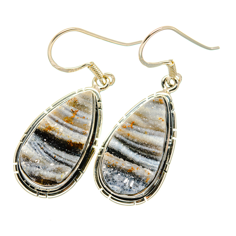 Teardrop desert druzy earrings in 925 sterling silver with black gold settings