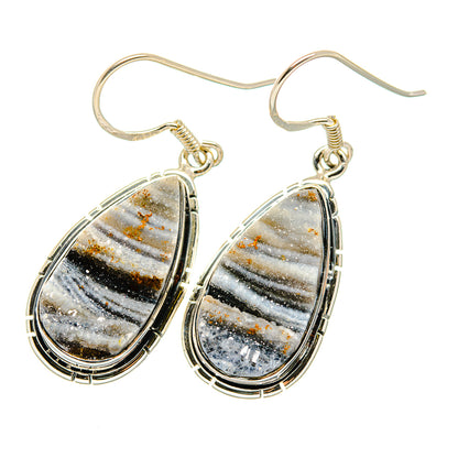 Teardrop desert druzy earrings in 925 sterling silver with black gold settings