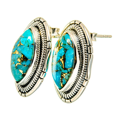 Blue Copper Composite Turquoise Earrings handcrafted by Ana Silver Co - EARR420116