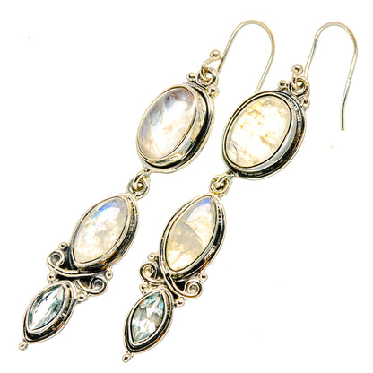 Rainbow Moonstone Earrings handcrafted by Ana Silver Co - EARR420138