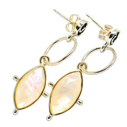 Rainbow Moonstone Earrings handcrafted by Ana Silver Co - EARR420146