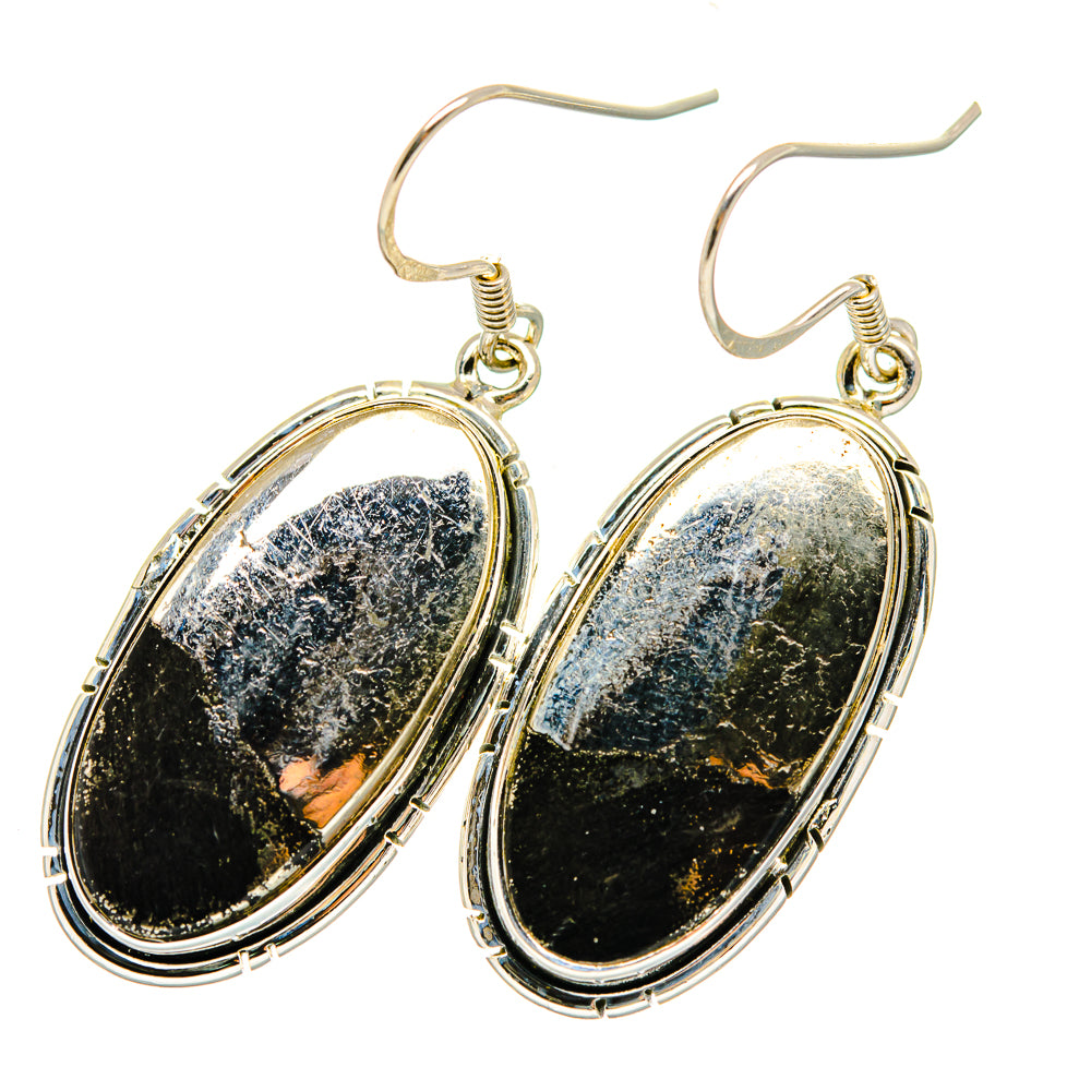 Pyrite In Black Onyx Earrings handcrafted by Ana Silver Co - EARR420155 - Photo 2