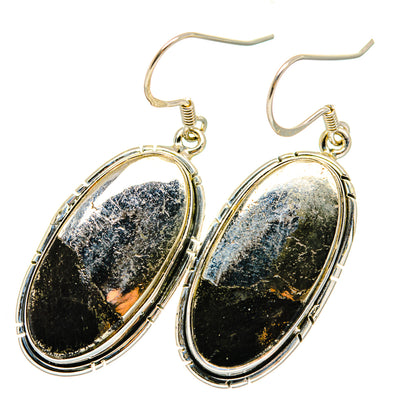 Pyrite In Black Onyx Earrings handcrafted by Ana Silver Co - EARR420155 - Photo 2