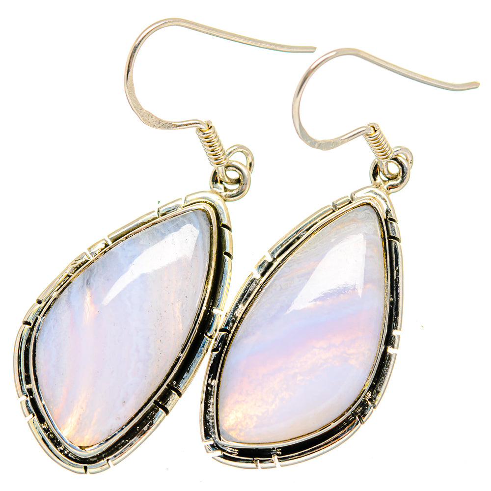 Blue Lace Agate Earrings handcrafted by Ana Silver Co - EARR420163