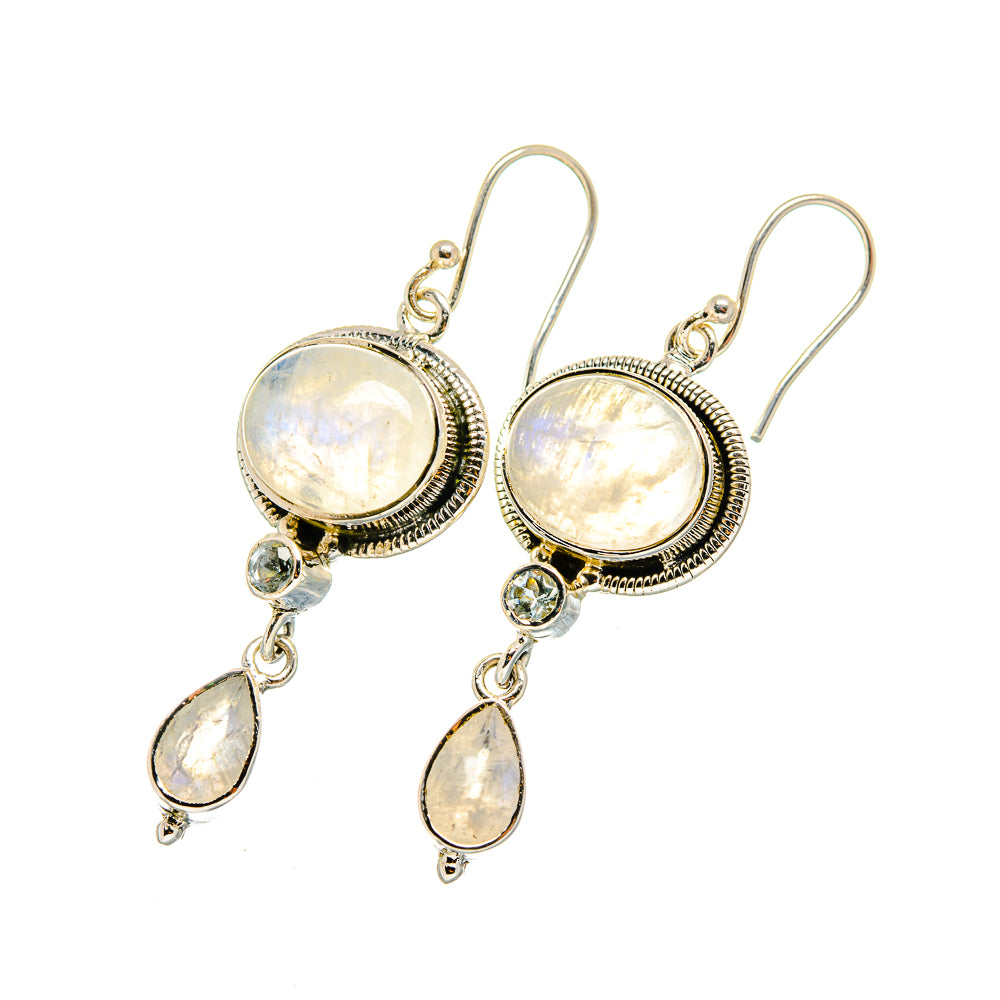 Rainbow Moonstone Earrings handcrafted by Ana Silver Co - EARR420190