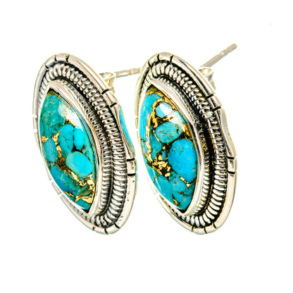 Blue Copper Composite Turquoise Earrings handcrafted by Ana Silver Co - EARR420191