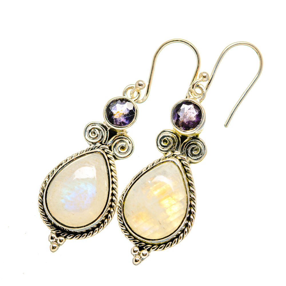 Rainbow Moonstone Earrings handcrafted by Ana Silver Co - EARR420219