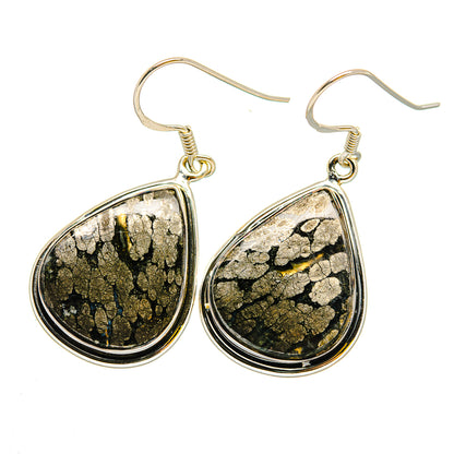 Pyrite In Black Onyx Earrings handcrafted by Ana Silver Co - EARR420249
