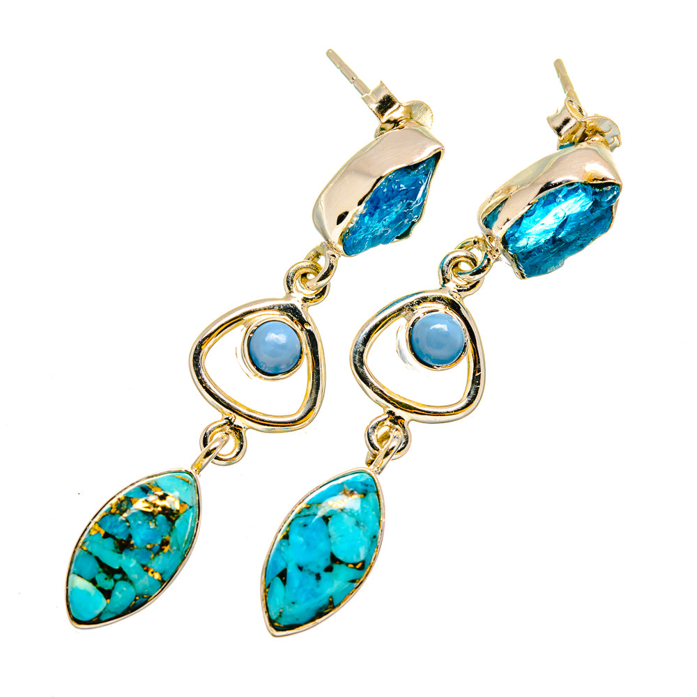 Blue Copper Composite Turquoise Earrings handcrafted by Ana Silver Co - EARR420259