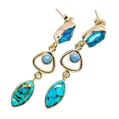 Blue Copper Composite Turquoise Earrings handcrafted by Ana Silver Co - EARR420259