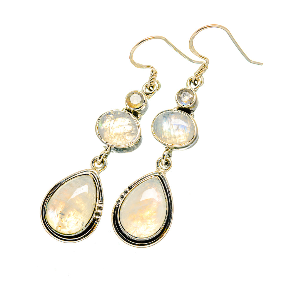 Rainbow Moonstone Earrings handcrafted by Ana Silver Co - EARR420296