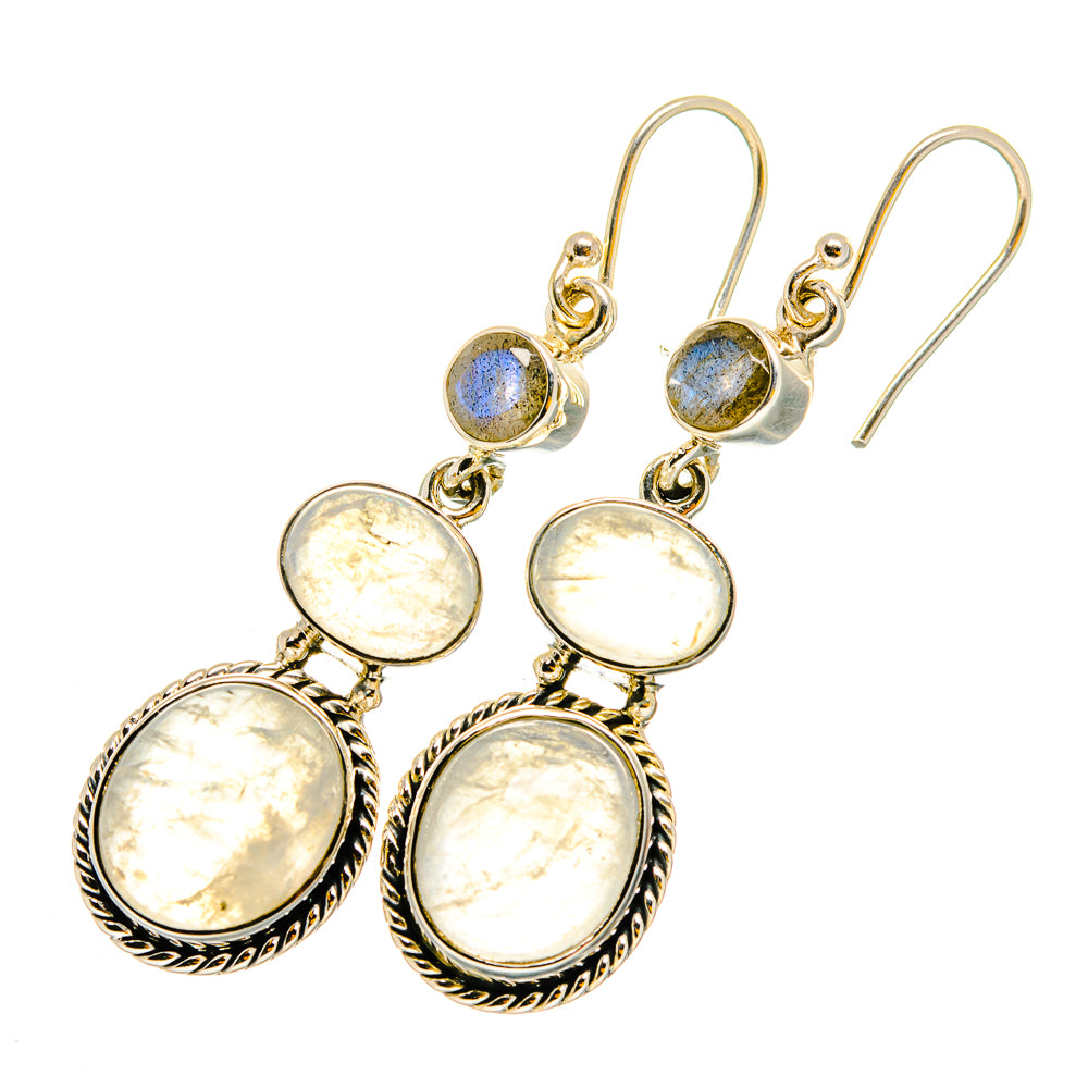 Rainbow Moonstone Earrings handcrafted by Ana Silver Co - EARR420304