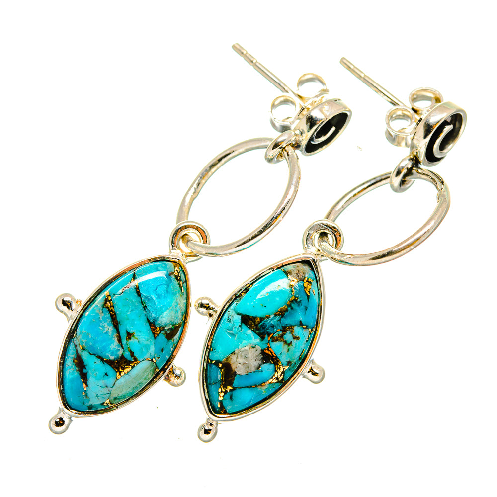 Blue Copper Composite Turquoise Earrings handcrafted by Ana Silver Co - EARR420306