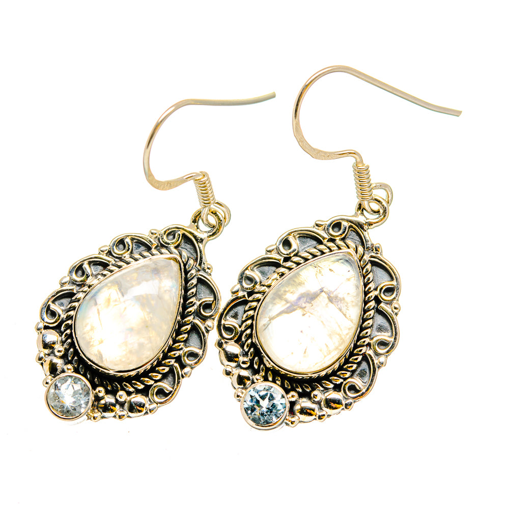 Rainbow Moonstone Earrings handcrafted by Ana Silver Co - EARR420307