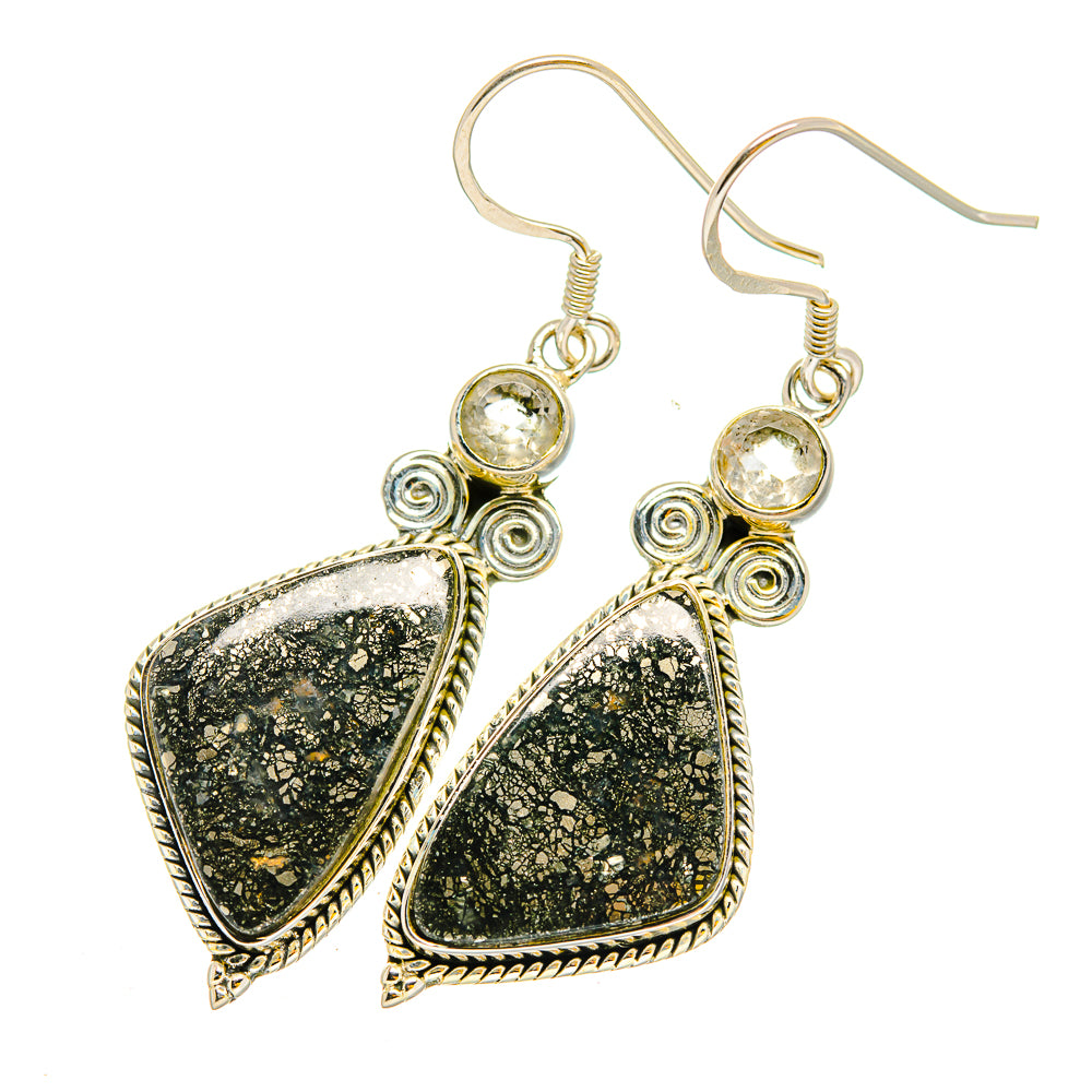 Pyrite Agate Earrings handcrafted by Ana Silver Co - EARR420318