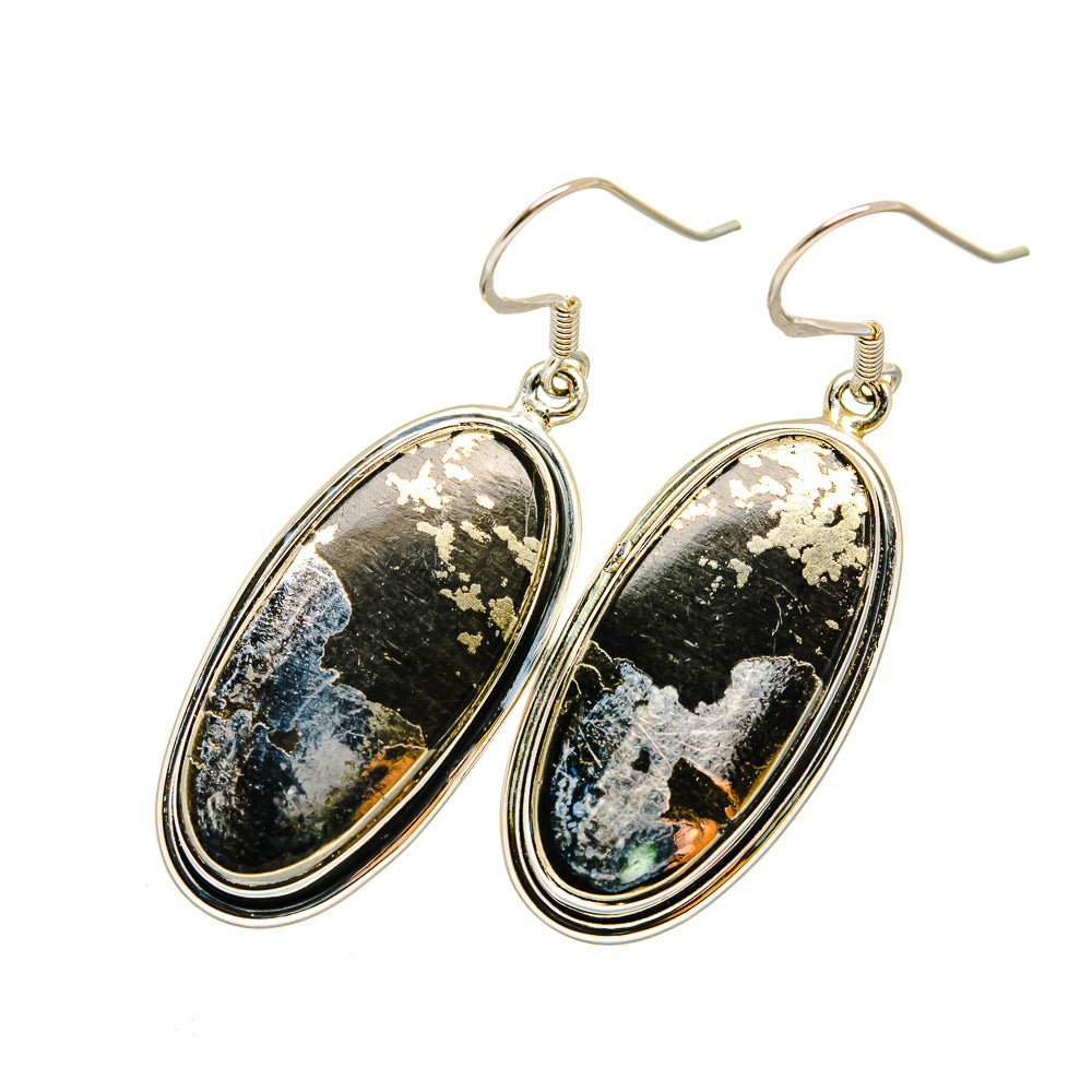 Pyrite In Black Onyx Earrings handcrafted by Ana Silver Co - EARR420337
