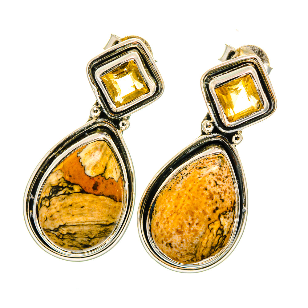 Picture Jasper Earrings handcrafted by Ana Silver Co - EARR420346