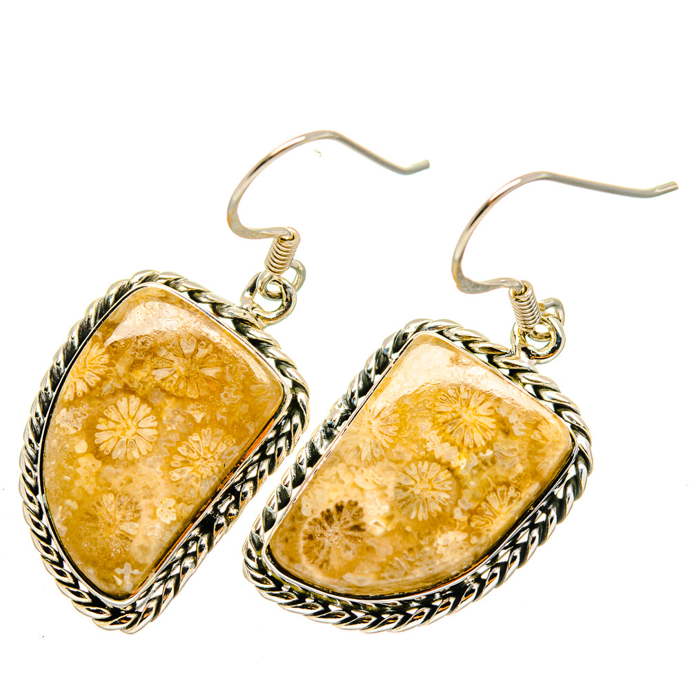 Fossil Coral Earrings handcrafted by Ana Silver Co - EARR420352
