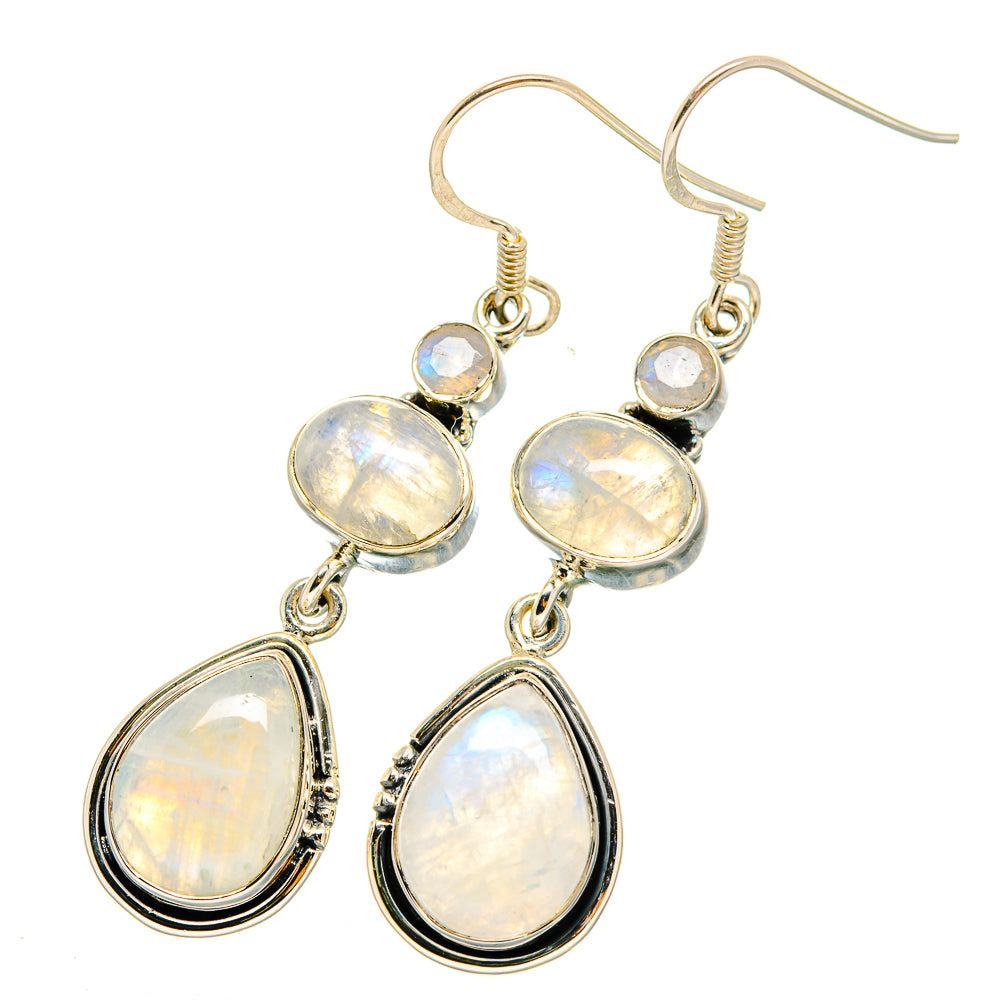Rainbow Moonstone Earrings handcrafted by Ana Silver Co - EARR420358