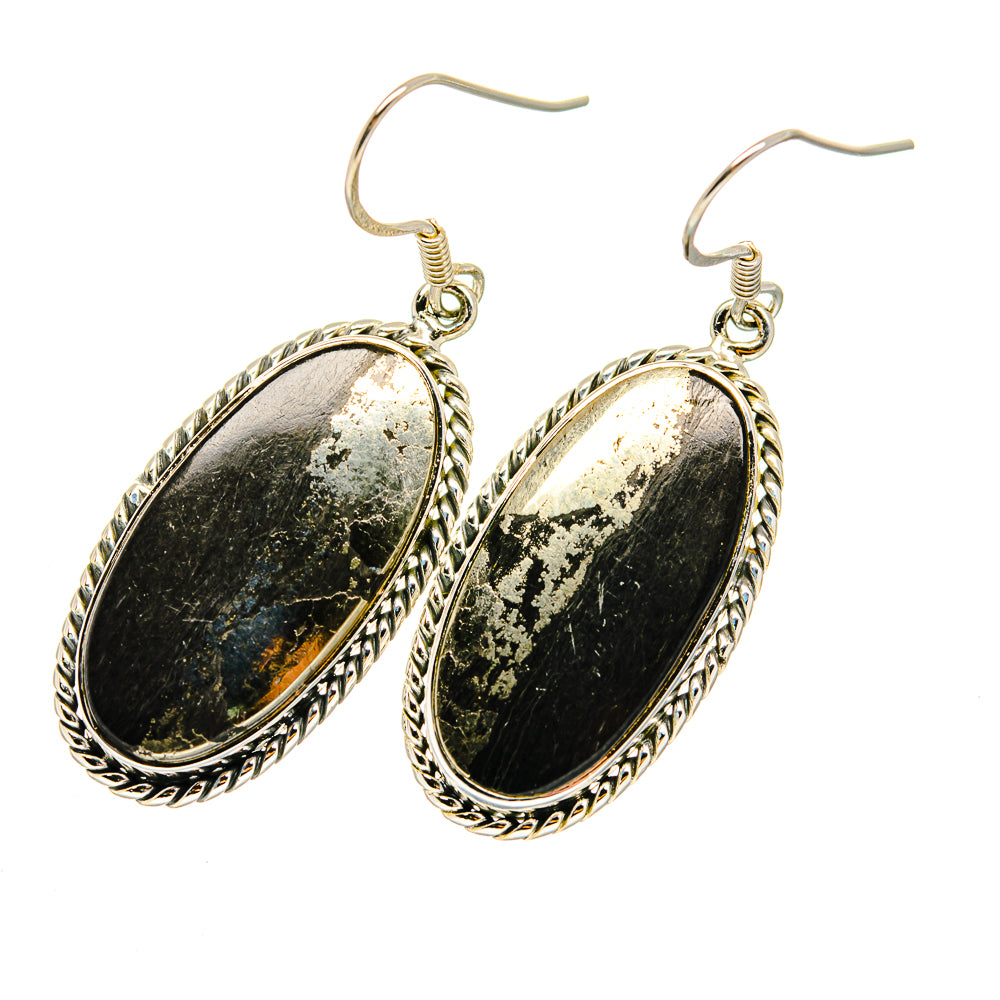 Pyrite In Black Onyx Earrings handcrafted by Ana Silver Co - EARR420360