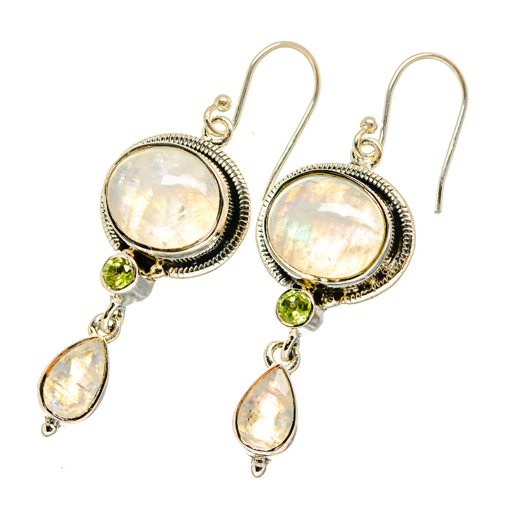 Rainbow Moonstone Earrings handcrafted by Ana Silver Co - EARR420367