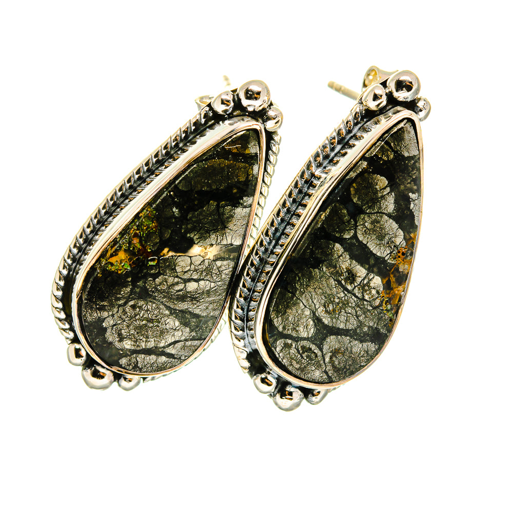 Pyrite In Black Onyx Earrings handcrafted by Ana Silver Co - EARR420373