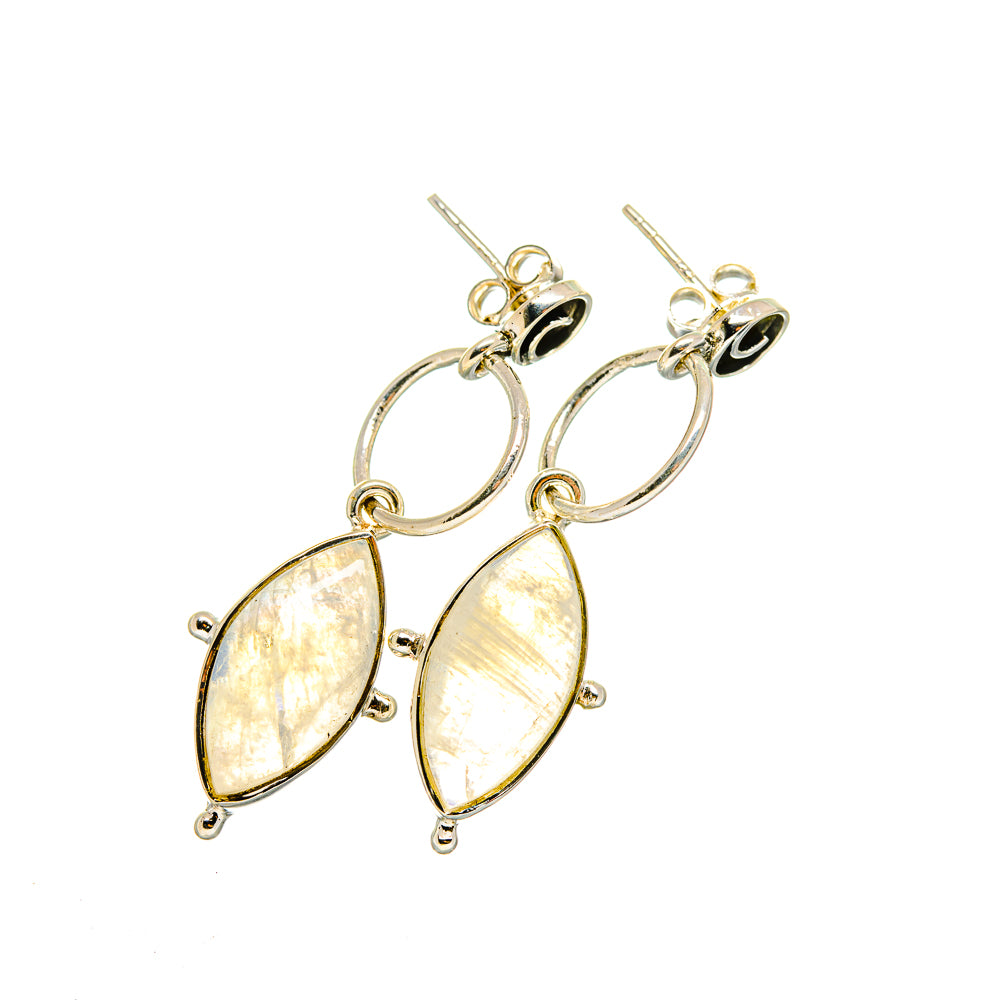 Rainbow Moonstone Earrings handcrafted by Ana Silver Co - EARR420375