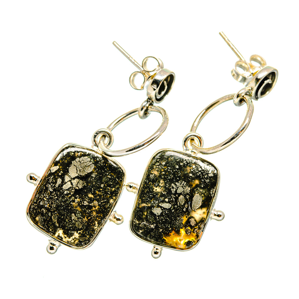Pyrite Agate Earrings handcrafted by Ana Silver Co - EARR420376