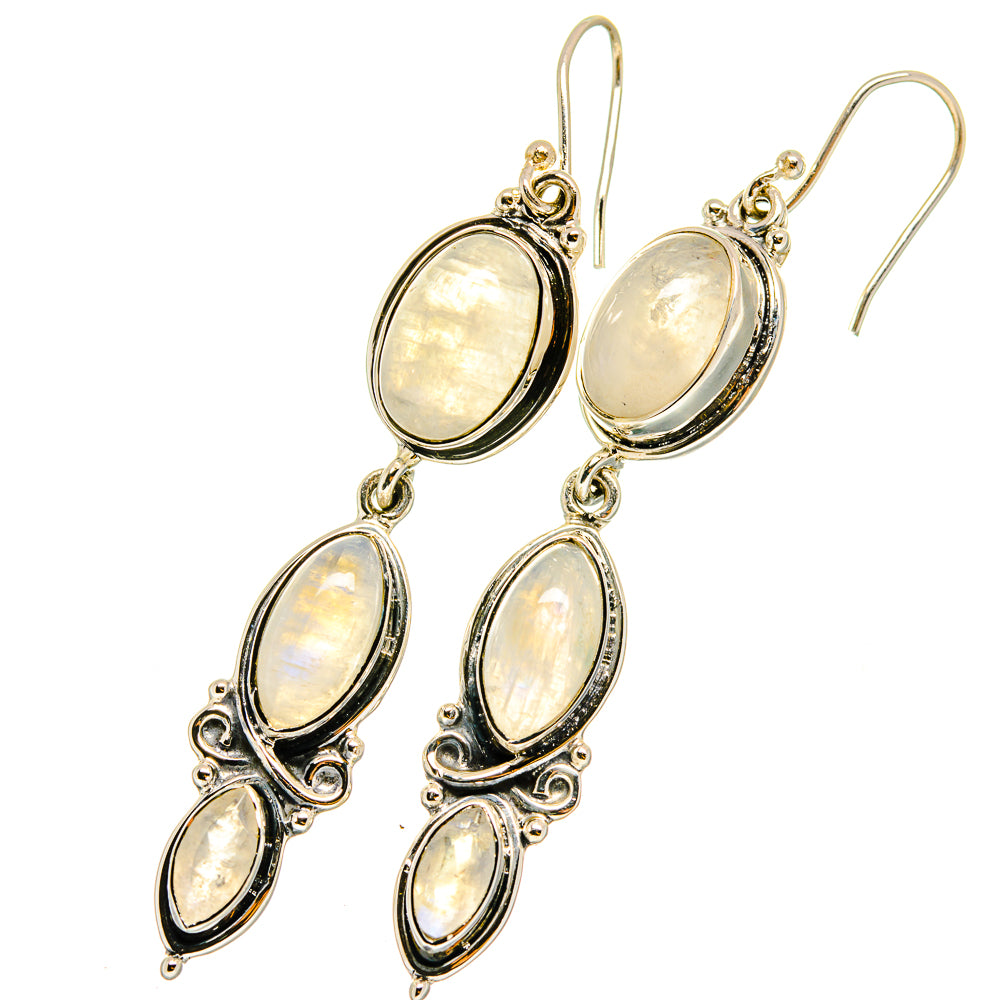Rainbow Moonstone Earrings handcrafted by Ana Silver Co - EARR420408