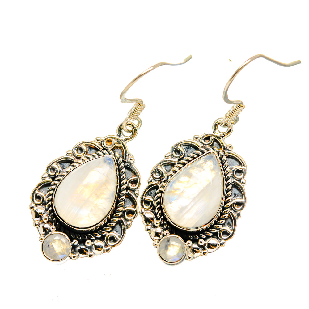 Rainbow Moonstone Earrings handcrafted by Ana Silver Co - EARR420411
