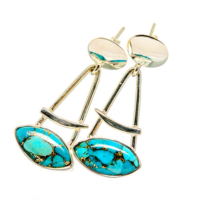 Blue Copper Composite Turquoise Earrings handcrafted by Ana Silver Co - EARR420412