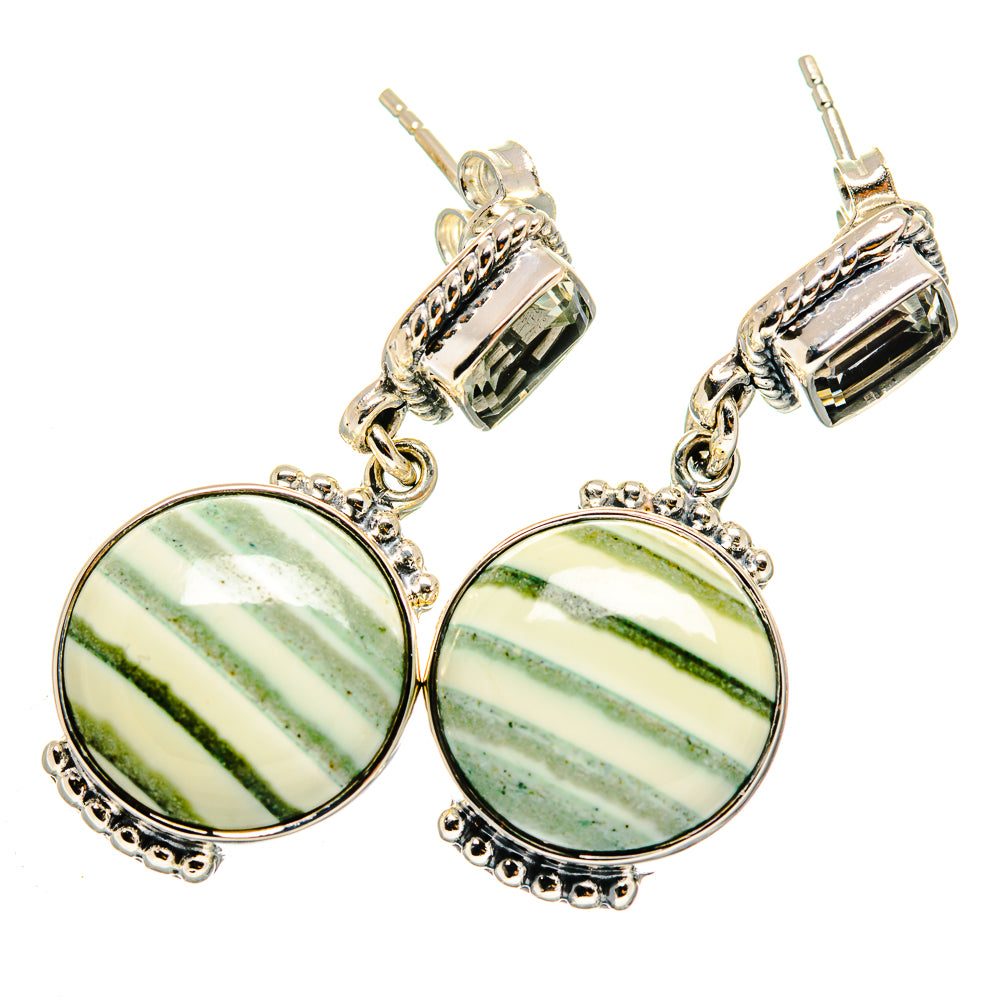 African Green Opal Earrings handcrafted by Ana Silver Co - EARR420436