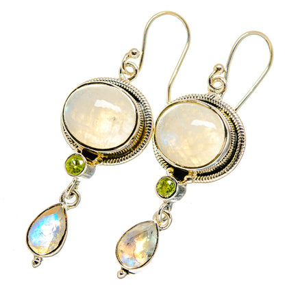 Rainbow Moonstone Earrings handcrafted by Ana Silver Co - EARR420437