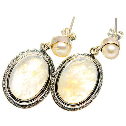 Rainbow Moonstone Earrings handcrafted by Ana Silver Co - EARR420461