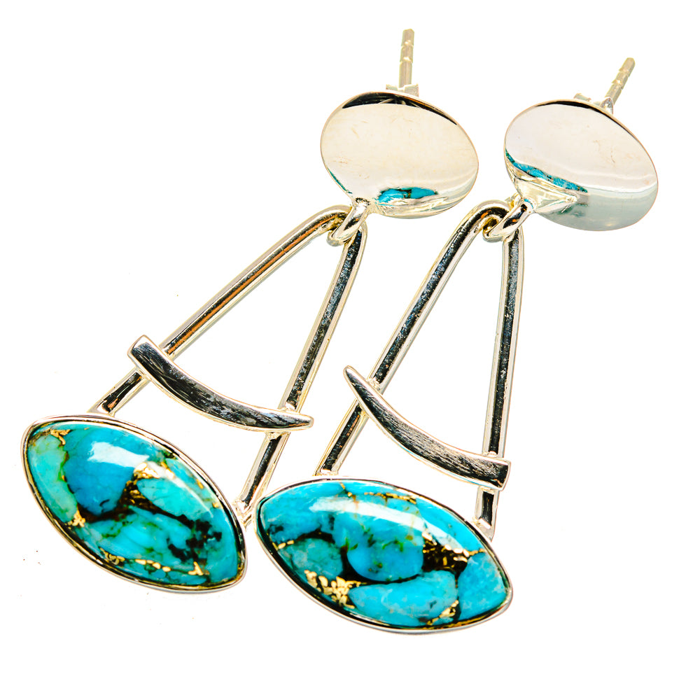 Blue Copper Composite Turquoise Earrings handcrafted by Ana Silver Co - EARR420471