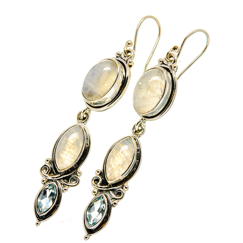Rainbow Moonstone Earrings handcrafted by Ana Silver Co - EARR420504