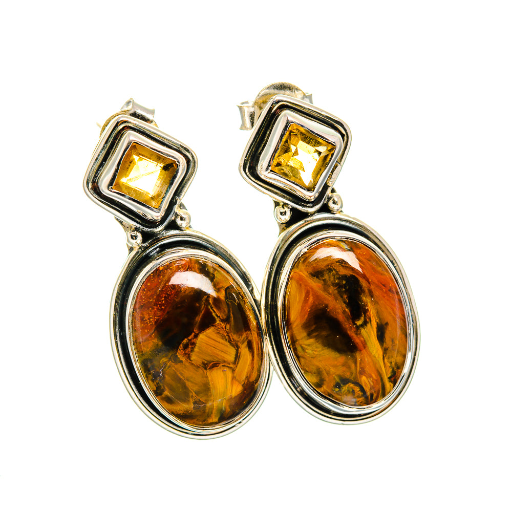 Golden Pietersite Earrings handcrafted by Ana Silver Co - EARR420550