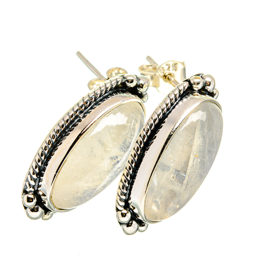 Rainbow Moonstone Earrings handcrafted by Ana Silver Co - EARR420555