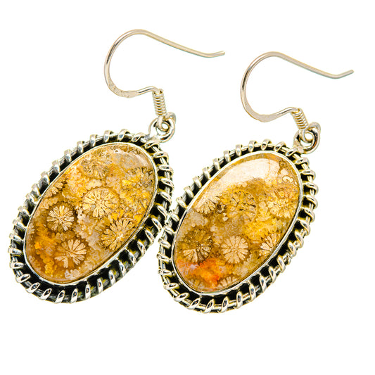 Fossil Coral Earrings handcrafted by Ana Silver Co - EARR420574