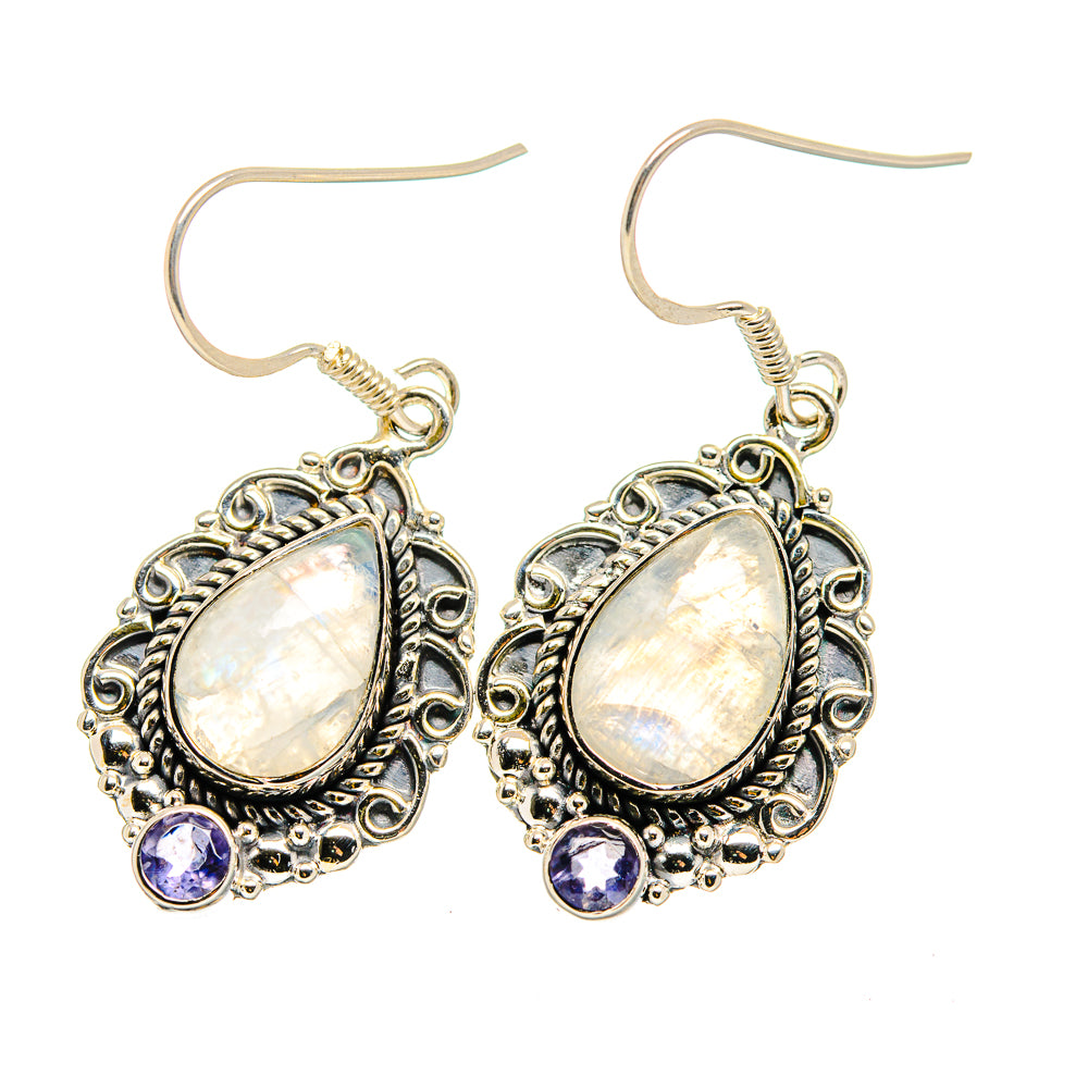 Rainbow Moonstone Earrings handcrafted by Ana Silver Co - EARR420584