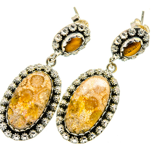 Fossil Coral Earrings handcrafted by Ana Silver Co - EARR420585